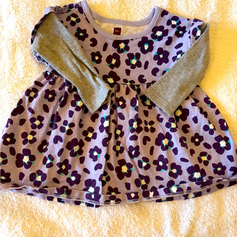 Tea Collection Layered Purple Floral Kids dress